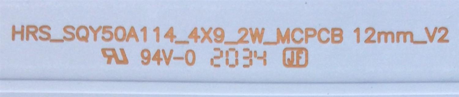 KIT DE LEDS PARA TV RCA / PROSCAN ORIGINAL 4 PIEZAS / NUMERO DE PARTE SQY50A114 / HRS_SQY50A114_4X9_2W_MCPCB 12mm_V2 / AE0110540 / HRS SQY50A114 4X9 2W MCPCB 12mm_V2 / PANEL CC500PV5D / MODELOS RLDED5098-B-UHD / RTU5015-B / PLED5038-C / PLED5042-B-UHD - Imagen 4
